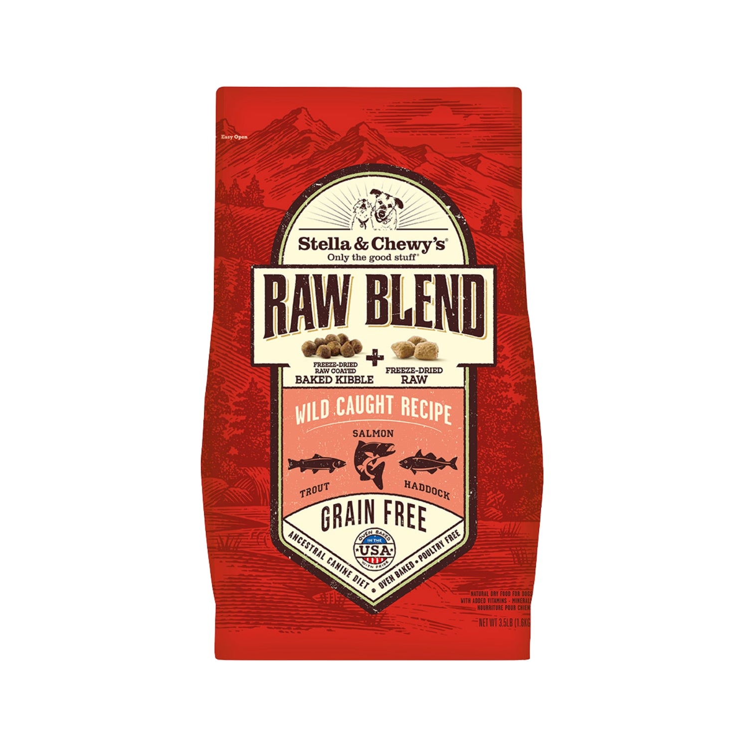 Stella & Chewy’s Raw Blend Kibble Wild Caught (Cod, Salmon & Haddock) Grain-Free Dry Dog Food