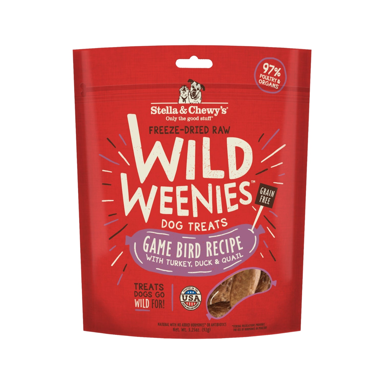 Stella & Chewy’s Freeze Dried Wild Weenies Game Bird Recipe (Turkey, Duck, Quail) Dog Treats