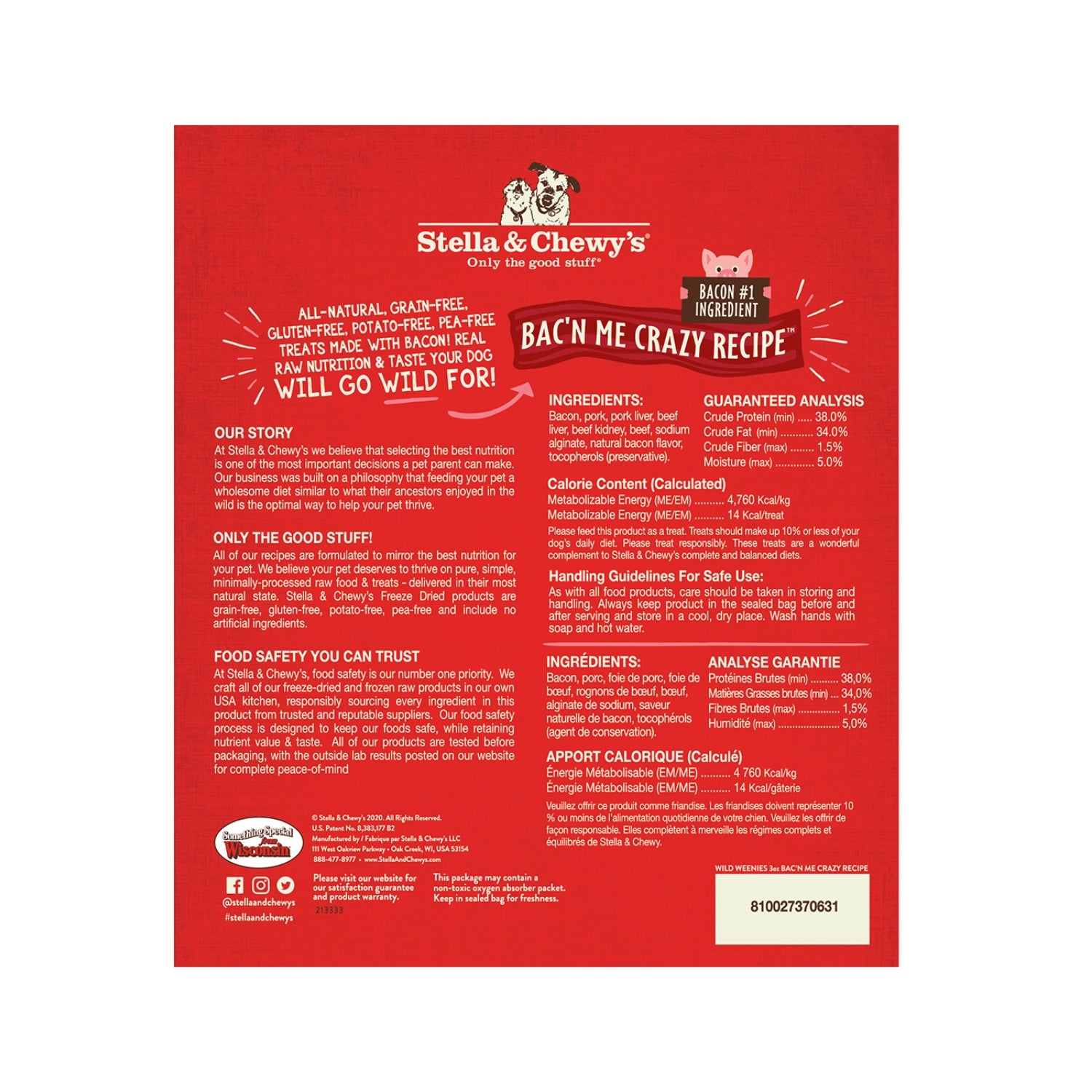 Stella & Chewy’s Freeze Dried Wild Weenies Bac'N Me Crazy Recipe Dog Treats