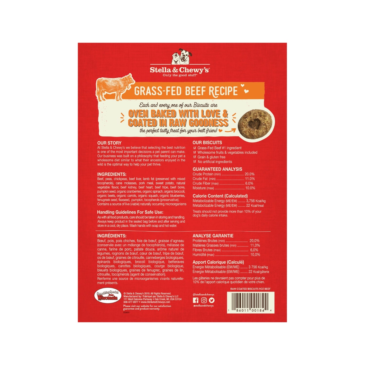 Stella & Chewy's Freeze Dried Raw Coated Biscuits Grass-fed Beef Recipe Dog Treats