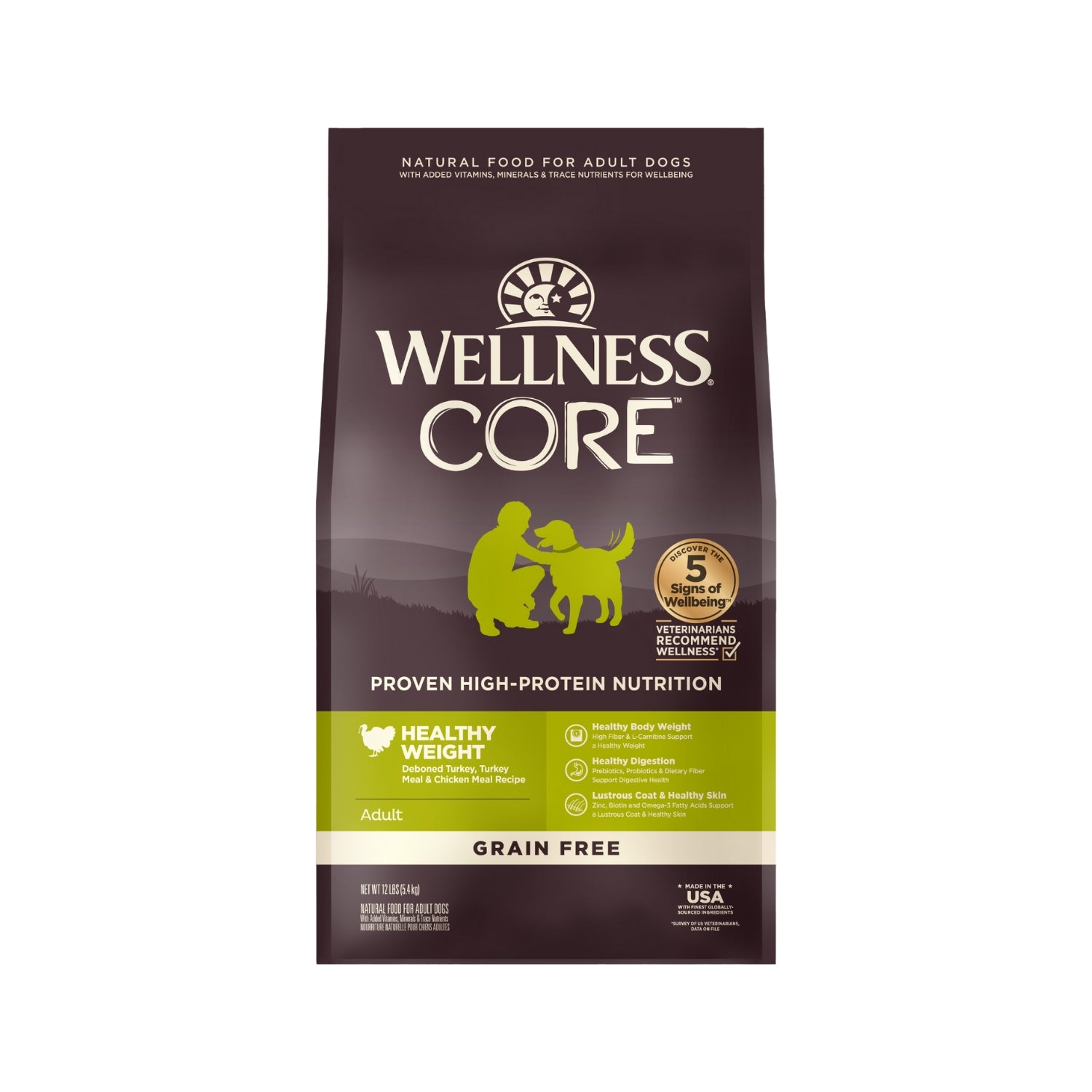 Wellness CORE Grain Free Healthy Weight Adult (Reduced Fat) Turkey & Chicken Recipe Dry Dog Food