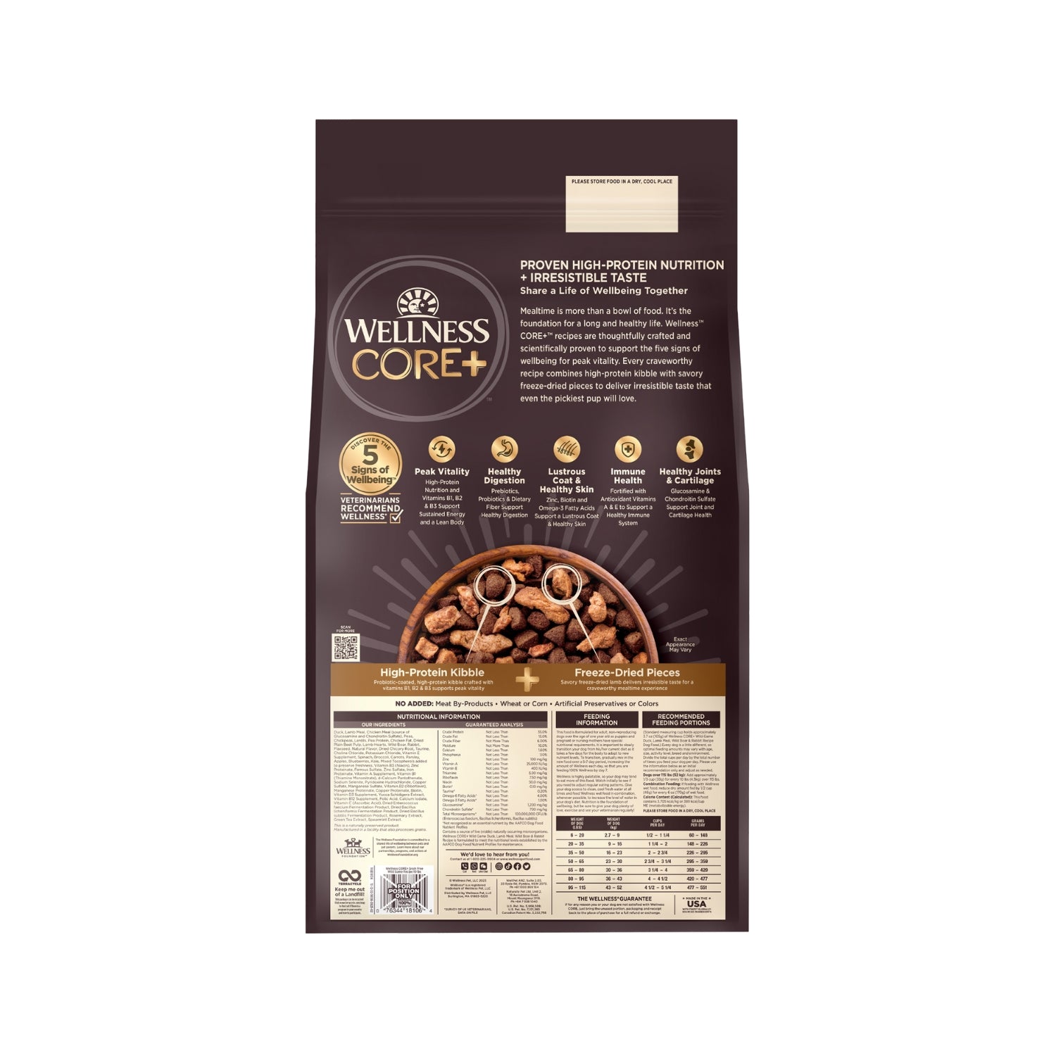 Wellness CORE+ (RawRev) Grain Free Wild Game Duck, Turkey, Boar & Rabbit Recipe Dry Dog Food