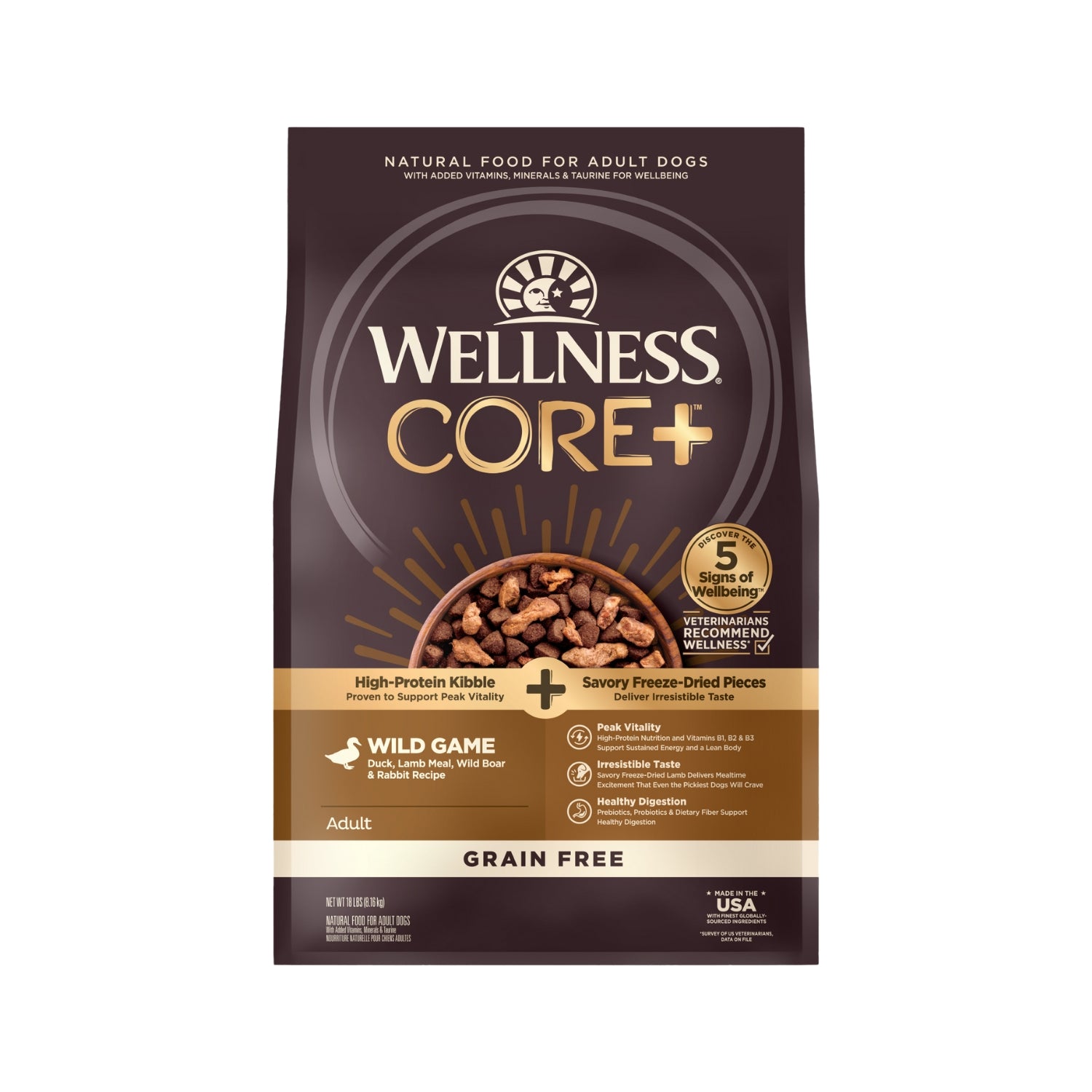 Wellness CORE+ (RawRev) Grain Free Wild Game Duck, Turkey, Boar & Rabbit Recipe Dry Dog Food