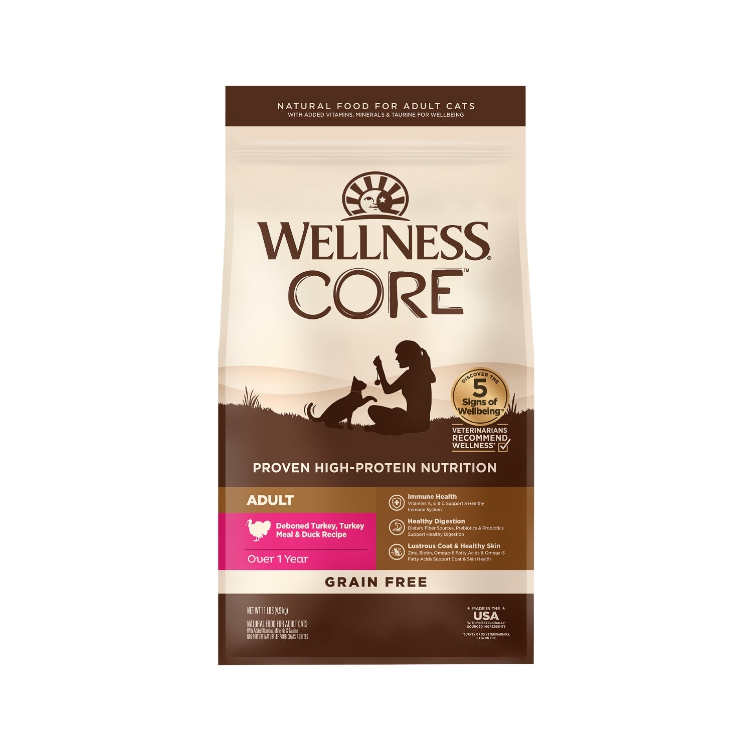 Wellness CORE Grain Free Adult Turkey, Turkey Meal & Duck Recipe Dry Cat Food