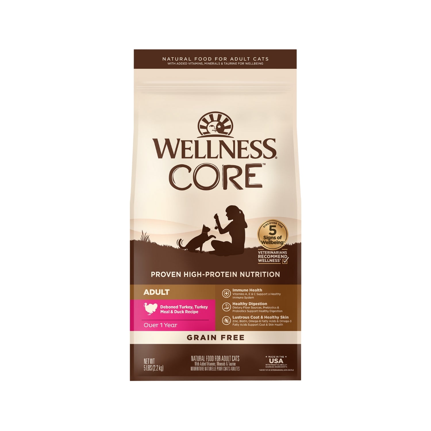 Wellness CORE Grain Free Adult Turkey, Turkey Meal & Duck Recipe Dry Cat Food