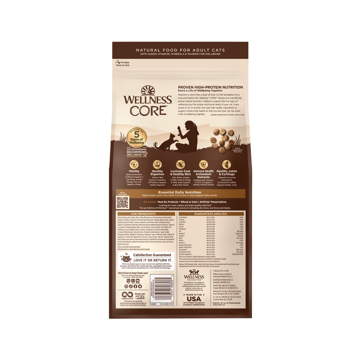 Wellness CORE Grain Free Adult Turkey, Turkey Meal & Duck Recipe Dry Cat Food