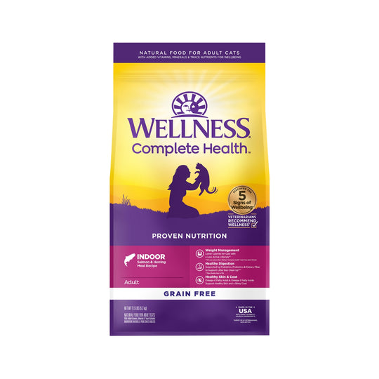 Wellness Complete Health Grain Free Indoor Deboned Salmon & Herring Meal Recipe Dry Cat Food