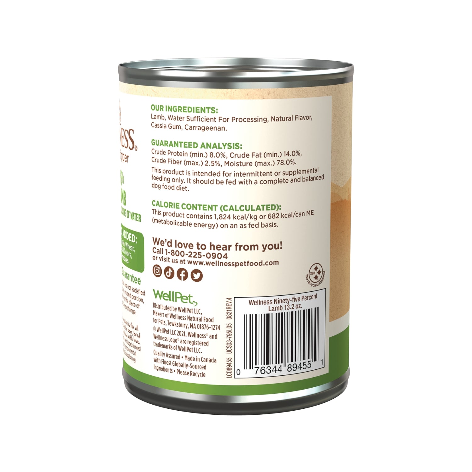 Wellness 95% Grain Free Lamb Wet Dog Food