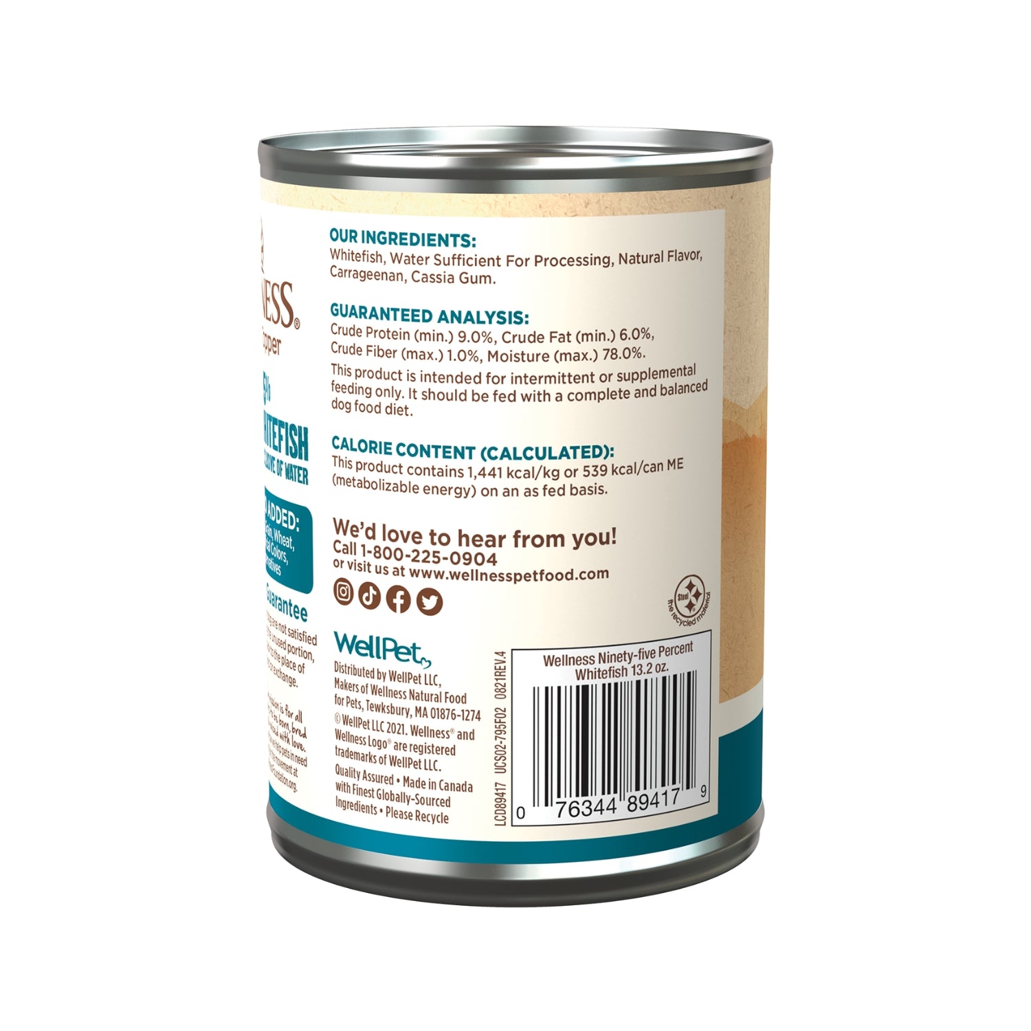 Wellness 95% Grain Free Whitefish Wet Dog Food