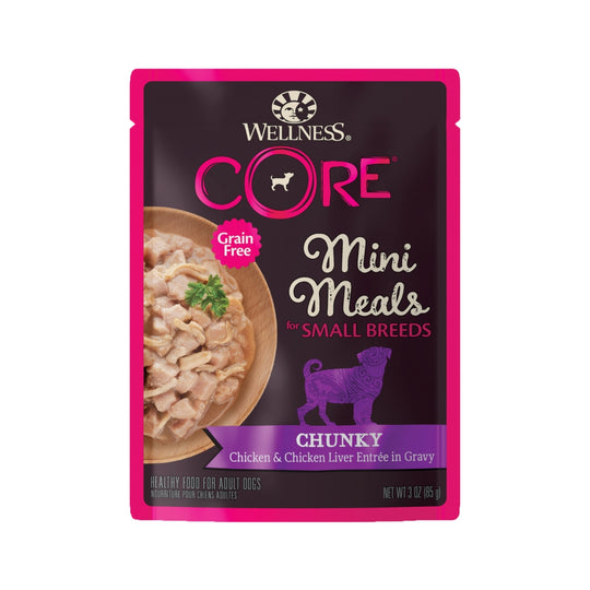 Wellness CORE Mini Meals Grain-Free Chunky Chicken & Chicken Liver Entree in Gravy Pouch Dog Food