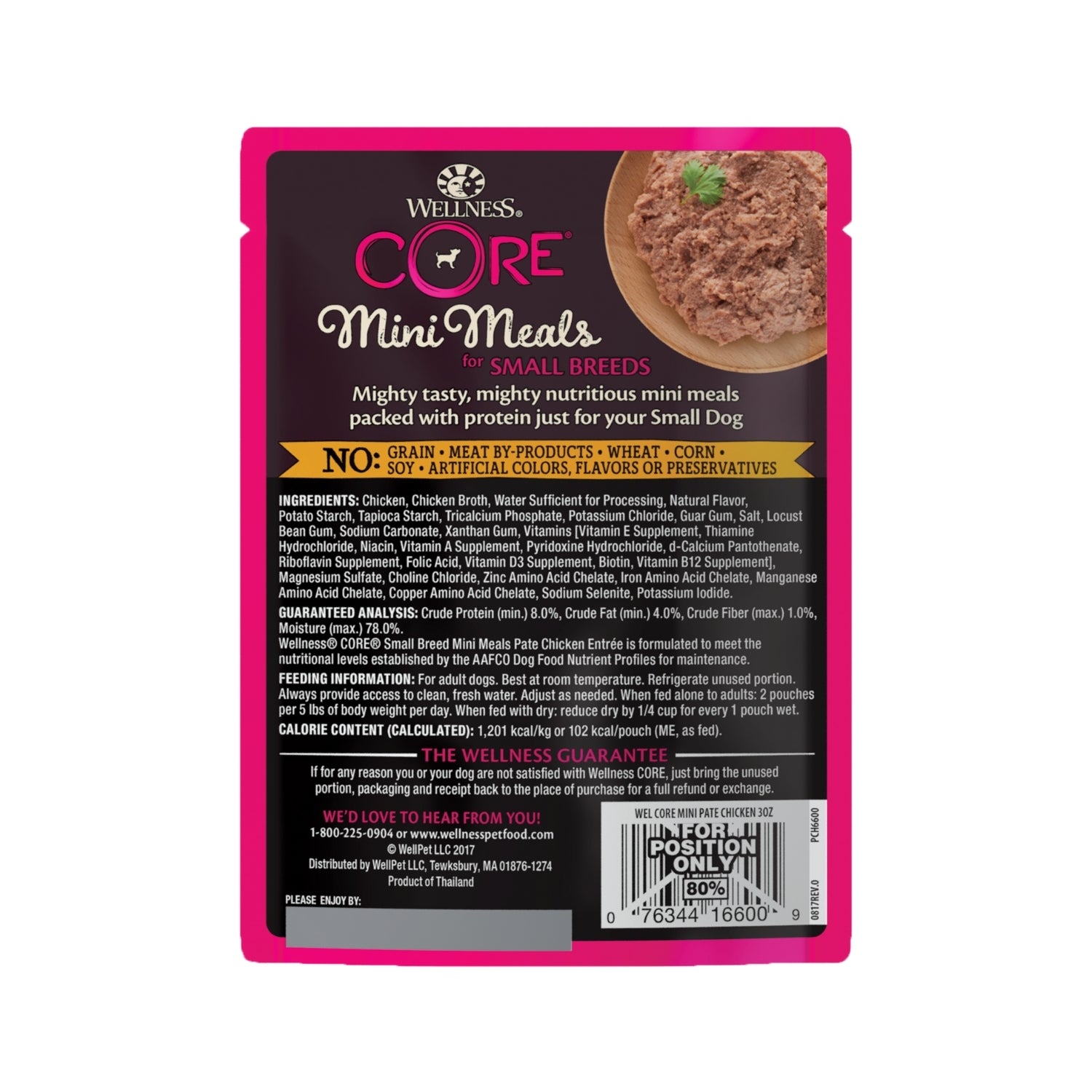 Wellness CORE Mini Meals Grain-Free Pate Chicken Entree Pouch Dog Food