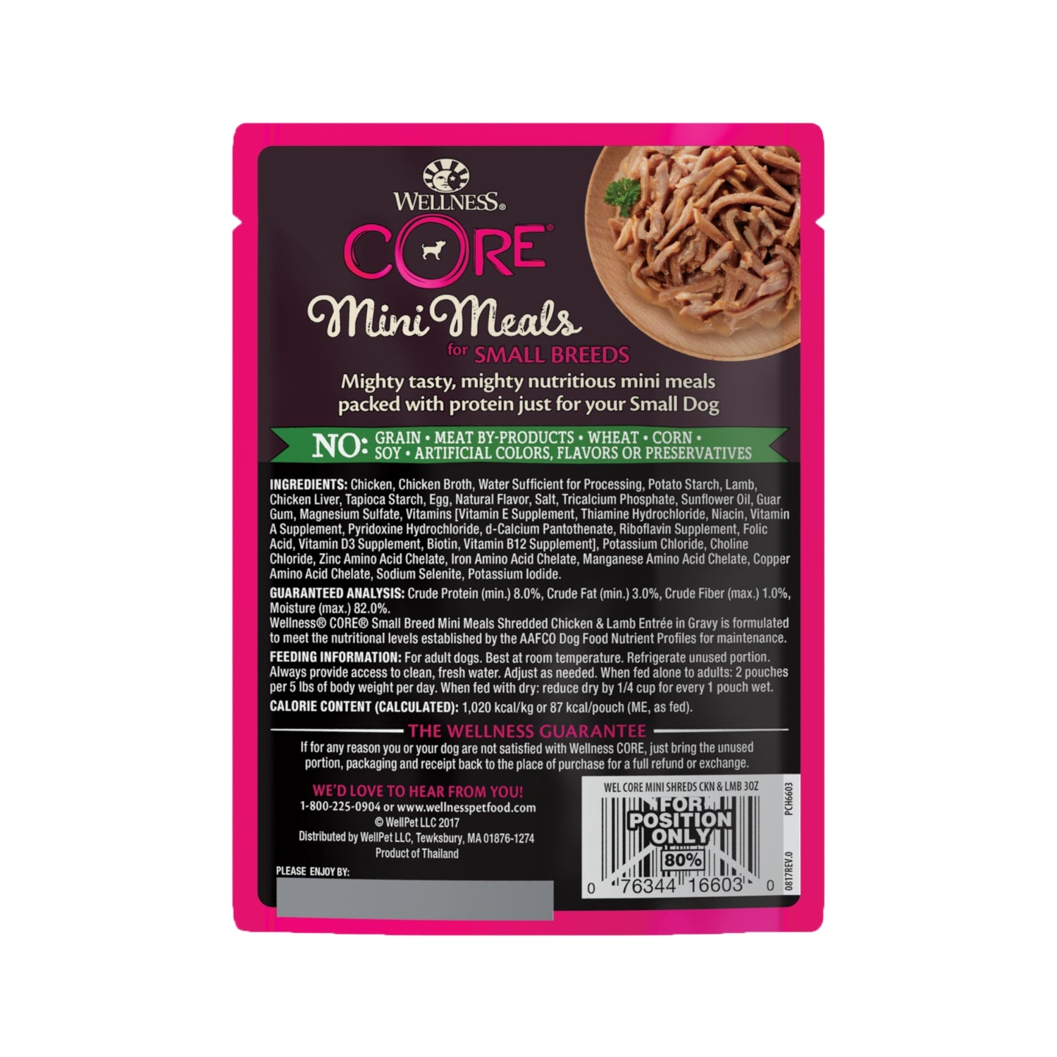 Wellness CORE Mini Meals Grain-Free Shredded Chicken & Lamb Entree in Gravy Pouch Dog Food