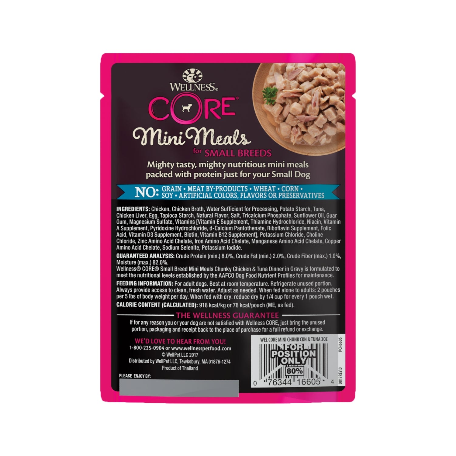 Wellness CORE Mini Meals Grain-Free Chunky Chicken & Tuna Dinner in Gravy Pouch Dog Food