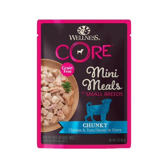 Wellness CORE Mini Meals Grain-Free Chunky Chicken & Tuna Dinner in Gravy Pouch Dog Food