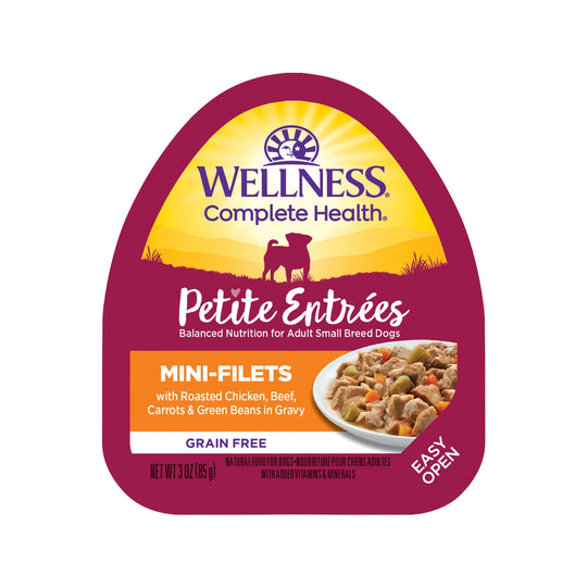 Wellness Petite Entrees Mini-Filets Roasted Chicken, Beef, Carrots & Green Beans in Gravy Wet Dog Food
