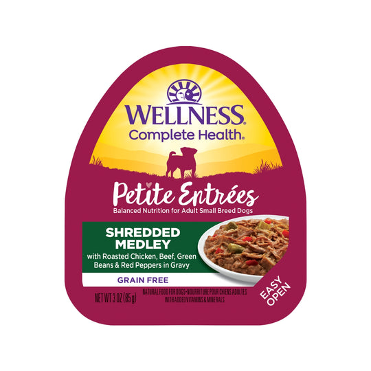 Wellness Petite Entrees Mini-Filets Shredded Medley With Roasted Chicken, Beef Green Beans & Red Peppers in Gravy Wet Dog Food