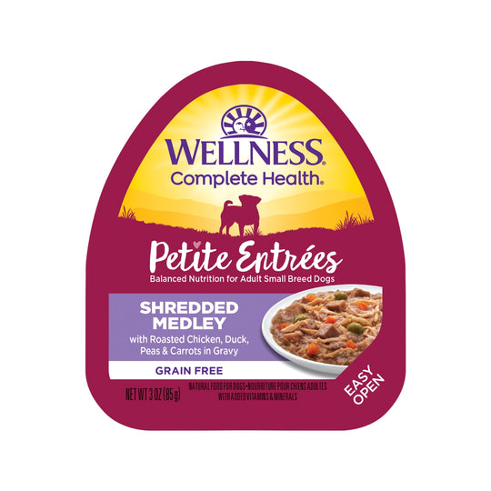 Wellness Petite Entrees Mini-Filets Shredded Medley With Roasted Chicken, Duck, Peas & Carrots in Gravy Wet Dog Food