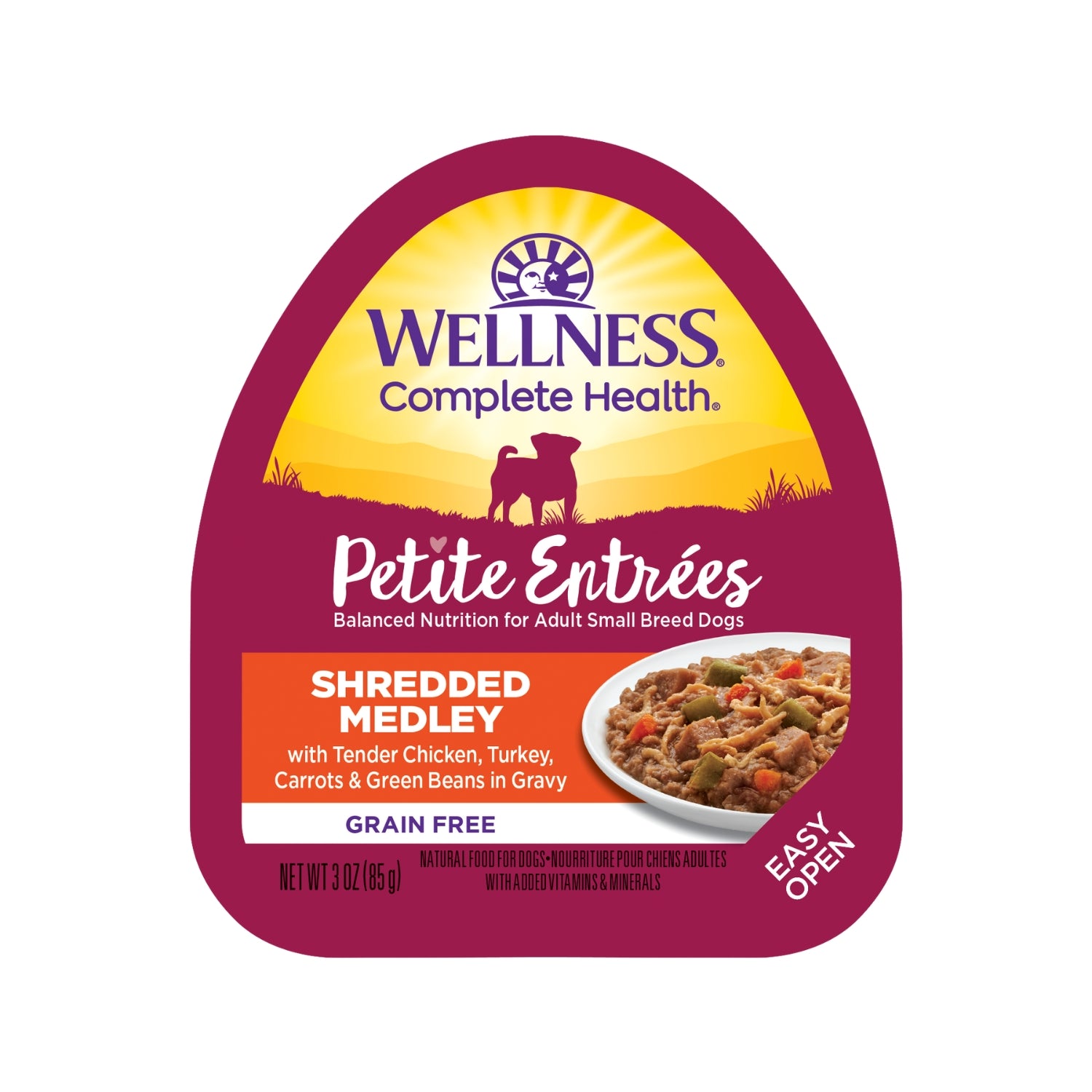 Wellness Petite Entrees Mini-Filets Shredded Medley With Tender Chicken, Turkey Carrots & Green Beans in Gravy Wet Dog Food