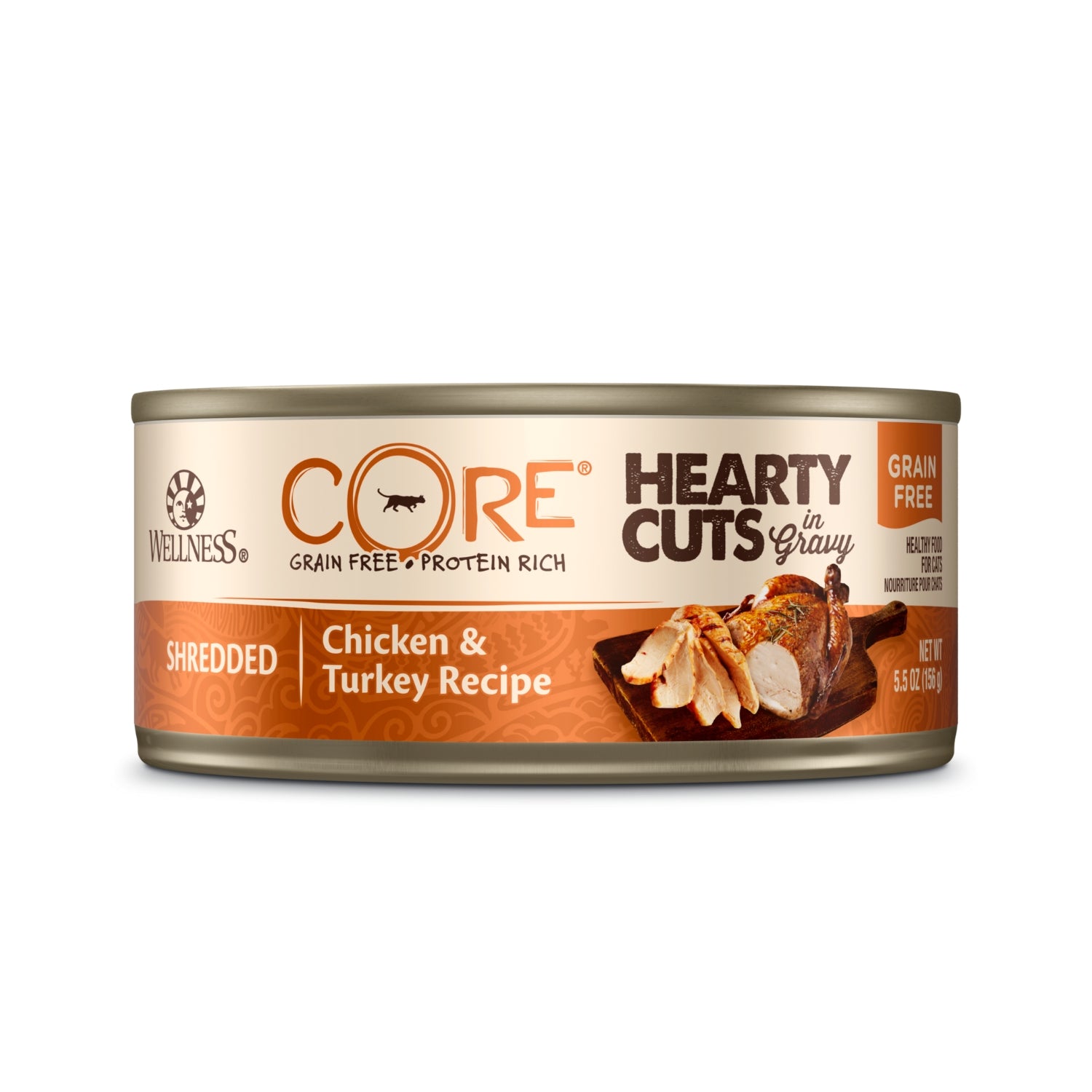 Wellness CORE Hearty Cuts Grain-Free Shredded Chicken & Turkey Canned Cat Food