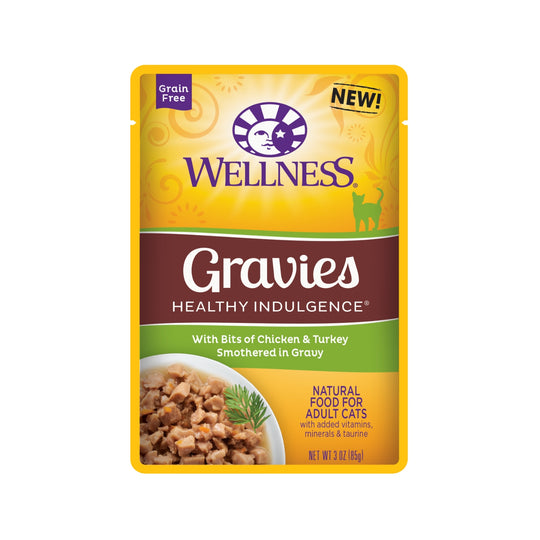 Wellness Healthy Indulgence Gravies Grain-Free Chicken & Turkey Pouch Cat Food