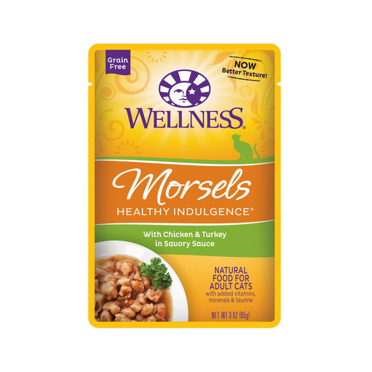 Wellness Healthy Indulgence Morsels Grain-Free Chicken & Turkey Pouch Cat Food