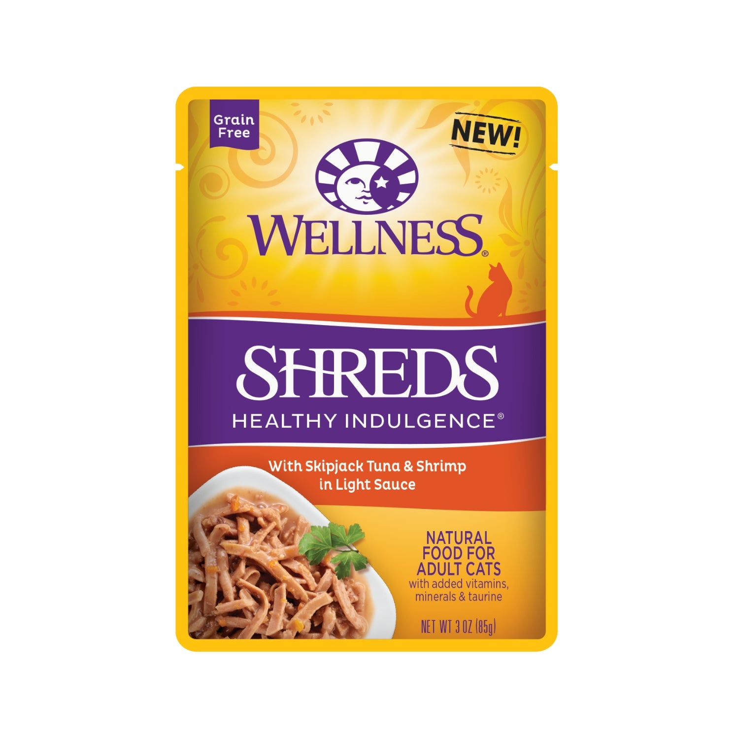 Wellness Healthy Indulgence Shreds Grain-Free Tuna & Shrimp Pouch Cat Food
