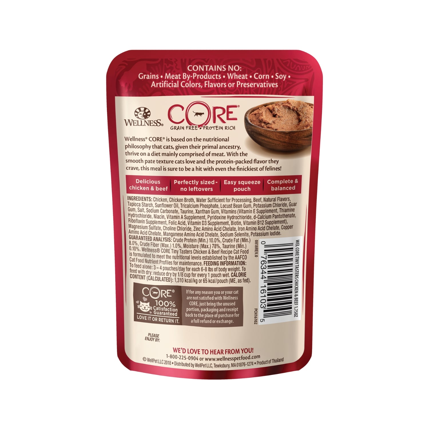 Wellness Tiny Tasters Grain-Free Chicken & Beef Pate Pouch Cat Food