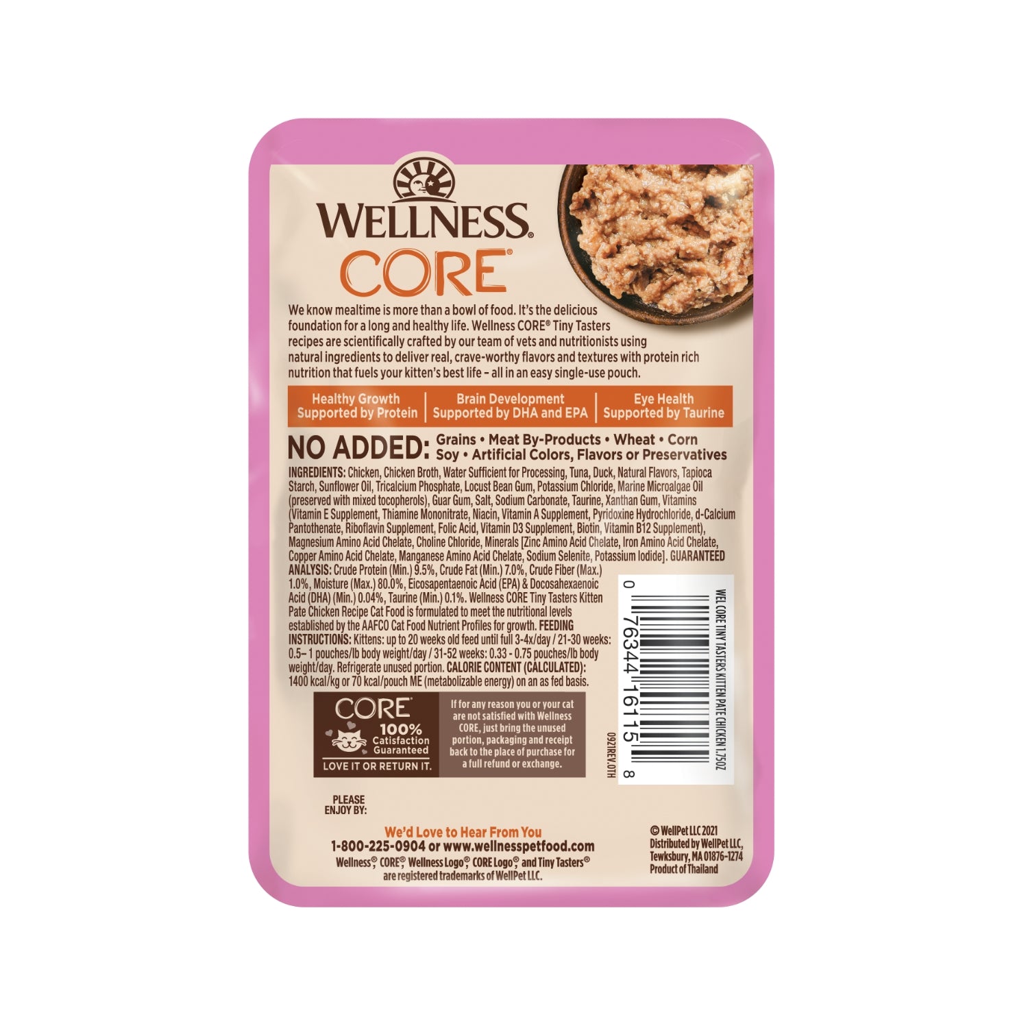 Wellness Tiny Tasters Grain-Free Chicken Pate Kitten Pouch Cat Food