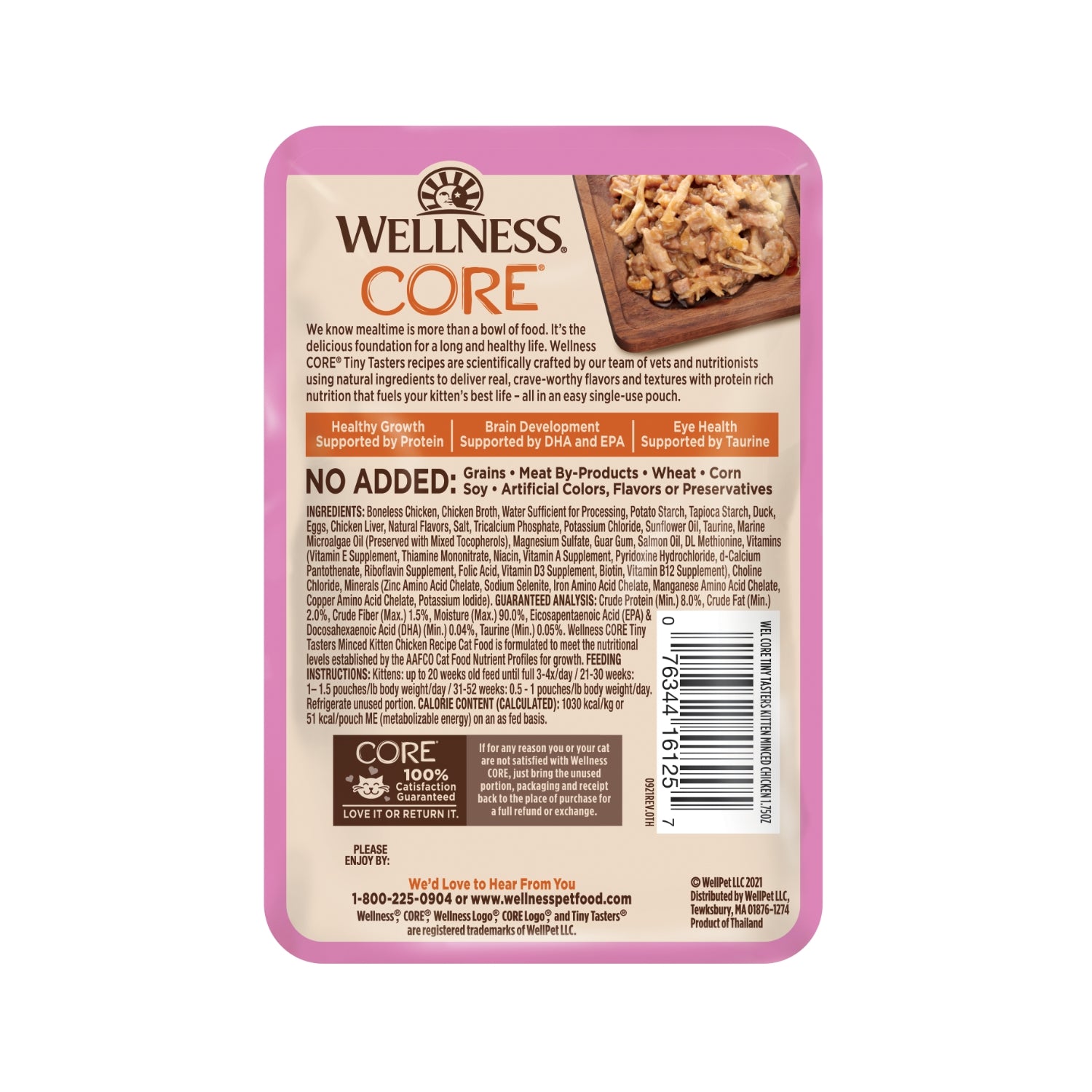 Wellness Tiny Tasters Grain-Free Minced Chicken Kitten Pouch Cat Food