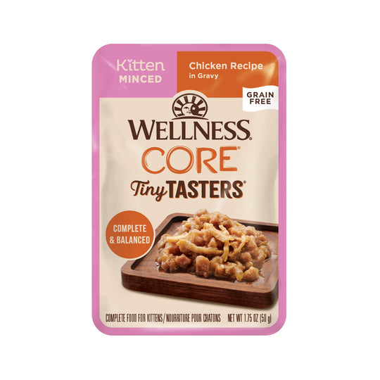 Wellness Tiny Tasters Grain-Free Minced Chicken Kitten Pouch Cat Food