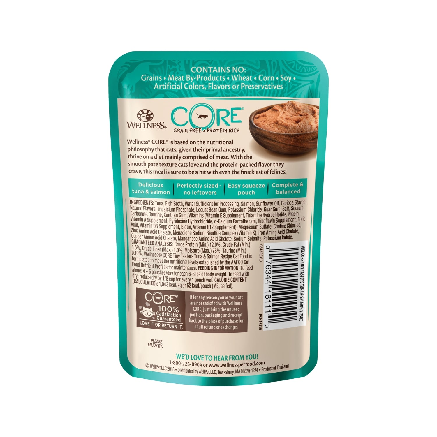 Wellness Tiny Tasters Grain-Free Tuna & Salmon Pate Pouch Cat Food