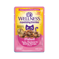 Wellness Appetizing Entrees Flaked Tuna, Mackerel & Shrimp Recipe Pouch Cat Food