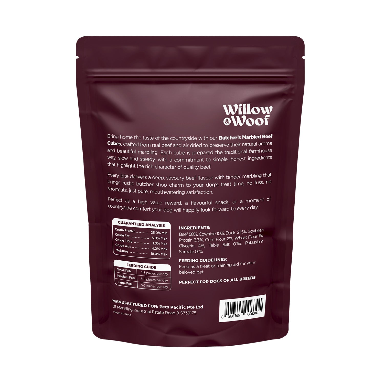 Willow & Woof Butcher’s Marbled Beef Cubes Dog Treats