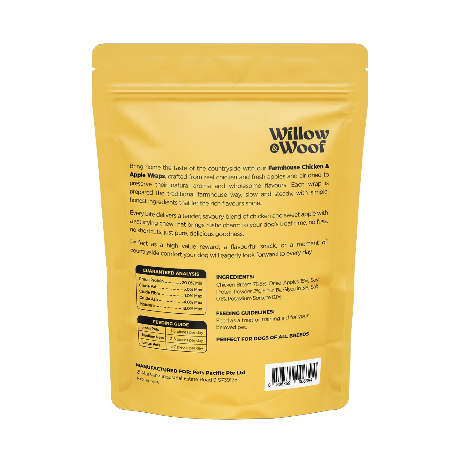 Willow & Woof Farmhouse Chicken & Apple Wraps Dog Treats