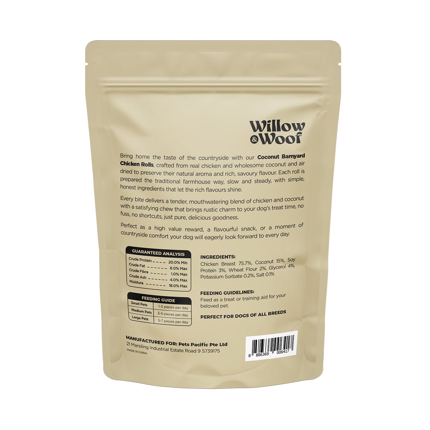 Willow & Woof Coconut Barnyard Chicken Rolls Dog Treats