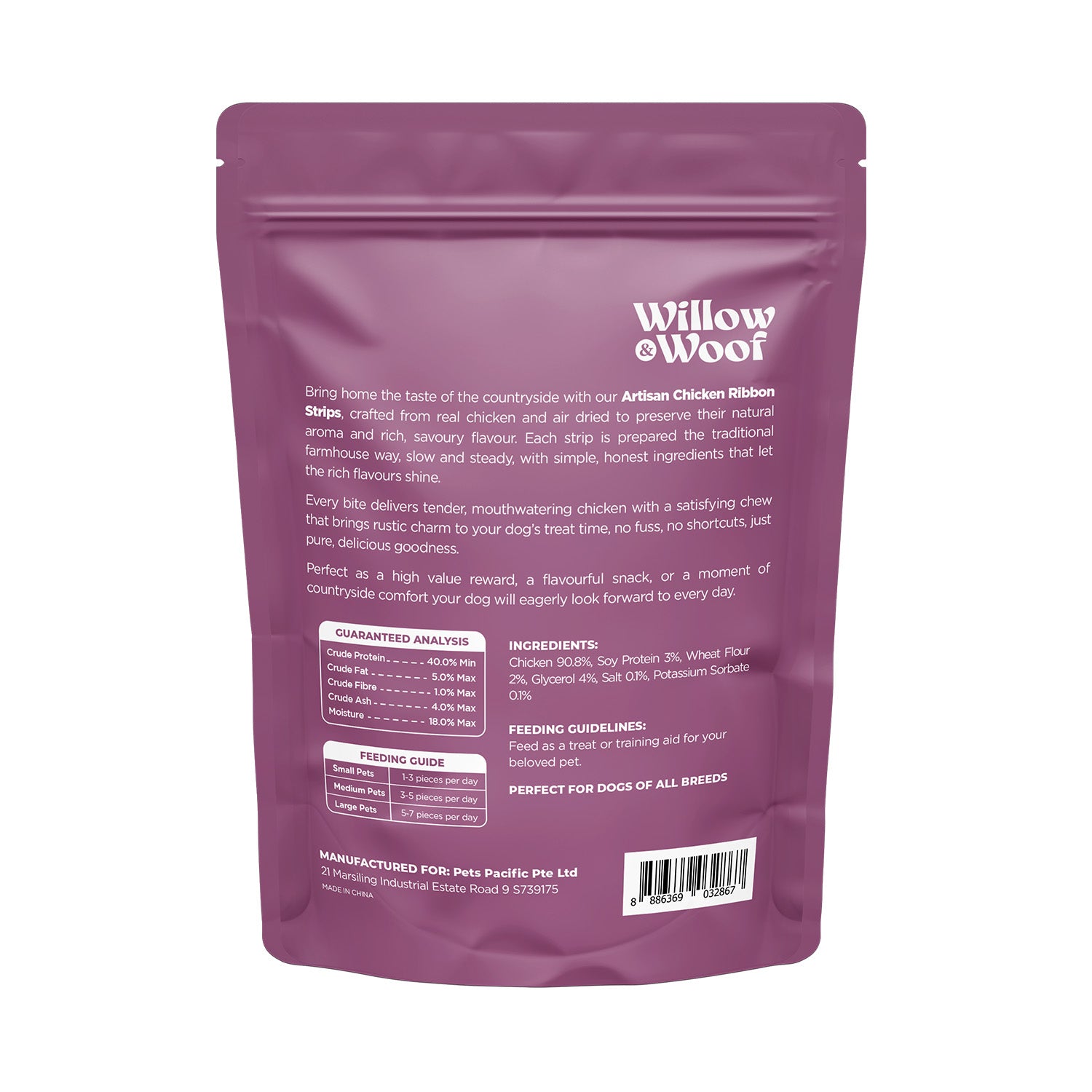 Willow & Woof Artisan Chicken Ribbon Strips Dog Treats