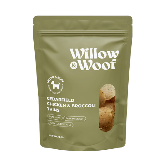 Willow & Woof Cedarfield Chicken & Broccoli Thins Dog Treats