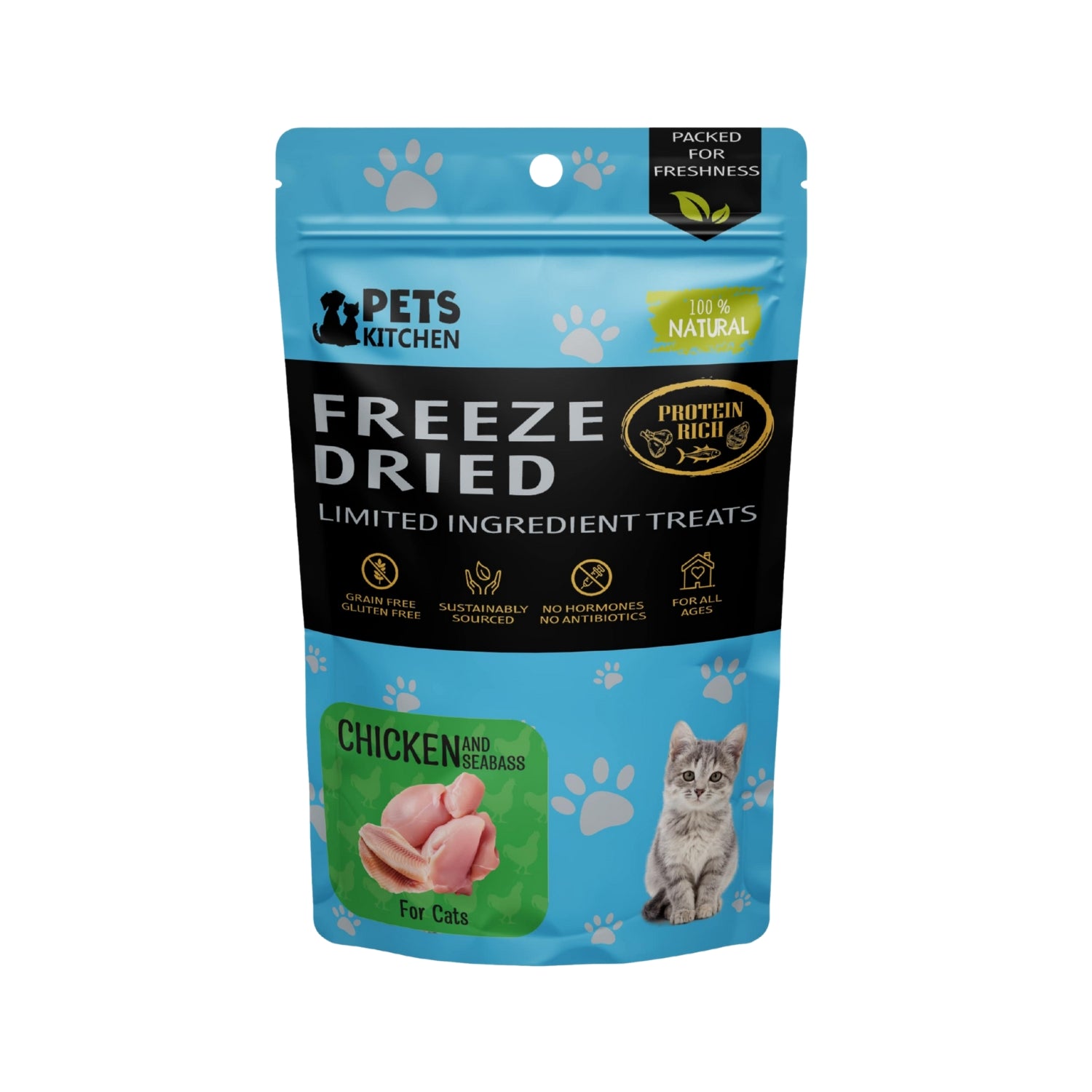 Pets Kitchen Freeze Dried Chicken with Seabass Cat Treats