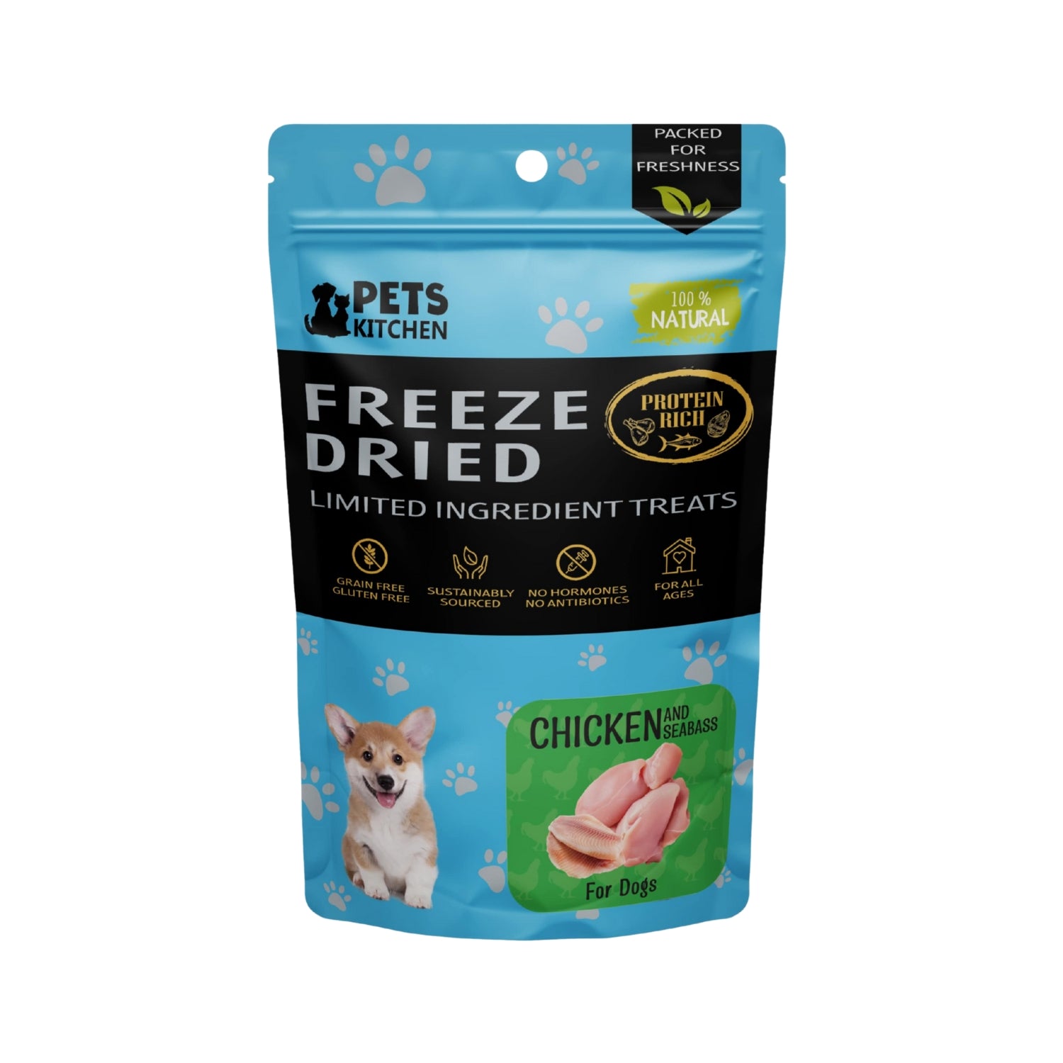 Pets Kitchen Freeze Dried Chicken with Seabass Dog Treats