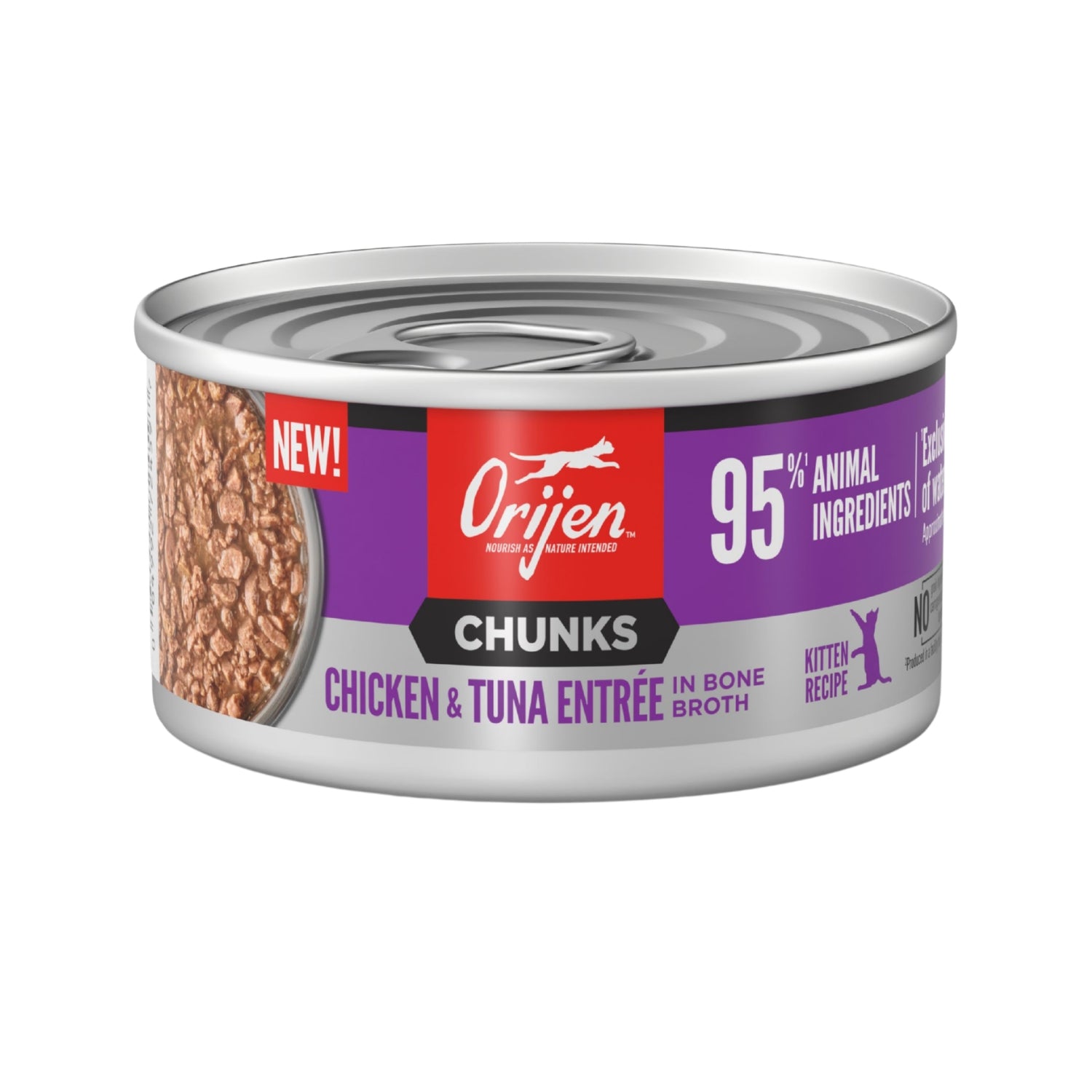 Orijen Chunks & Shreds Chicken & Tuna Entree In Bone Broth Kitten Canned Cat Food