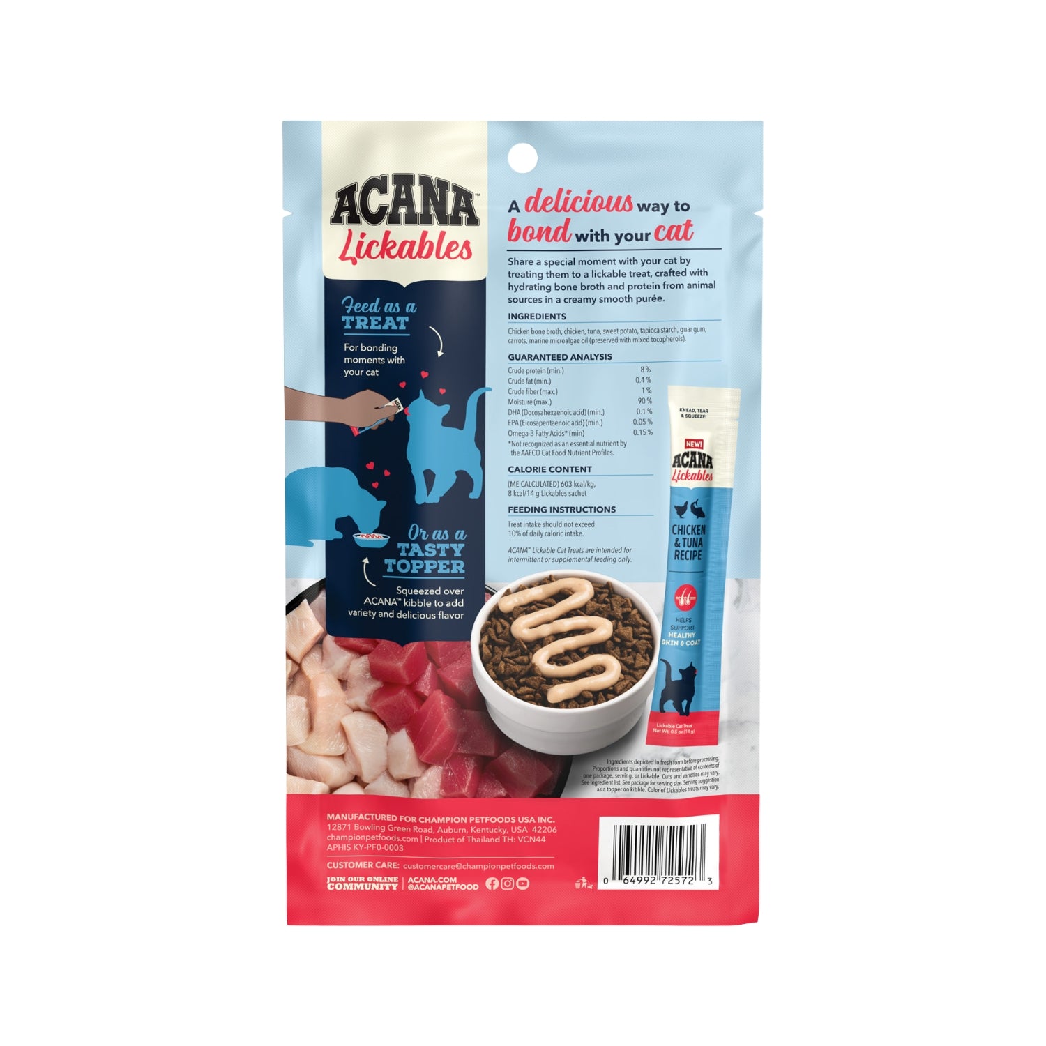 Acana Lickables Chicken & Tuna Recipe Puree Cat Treats