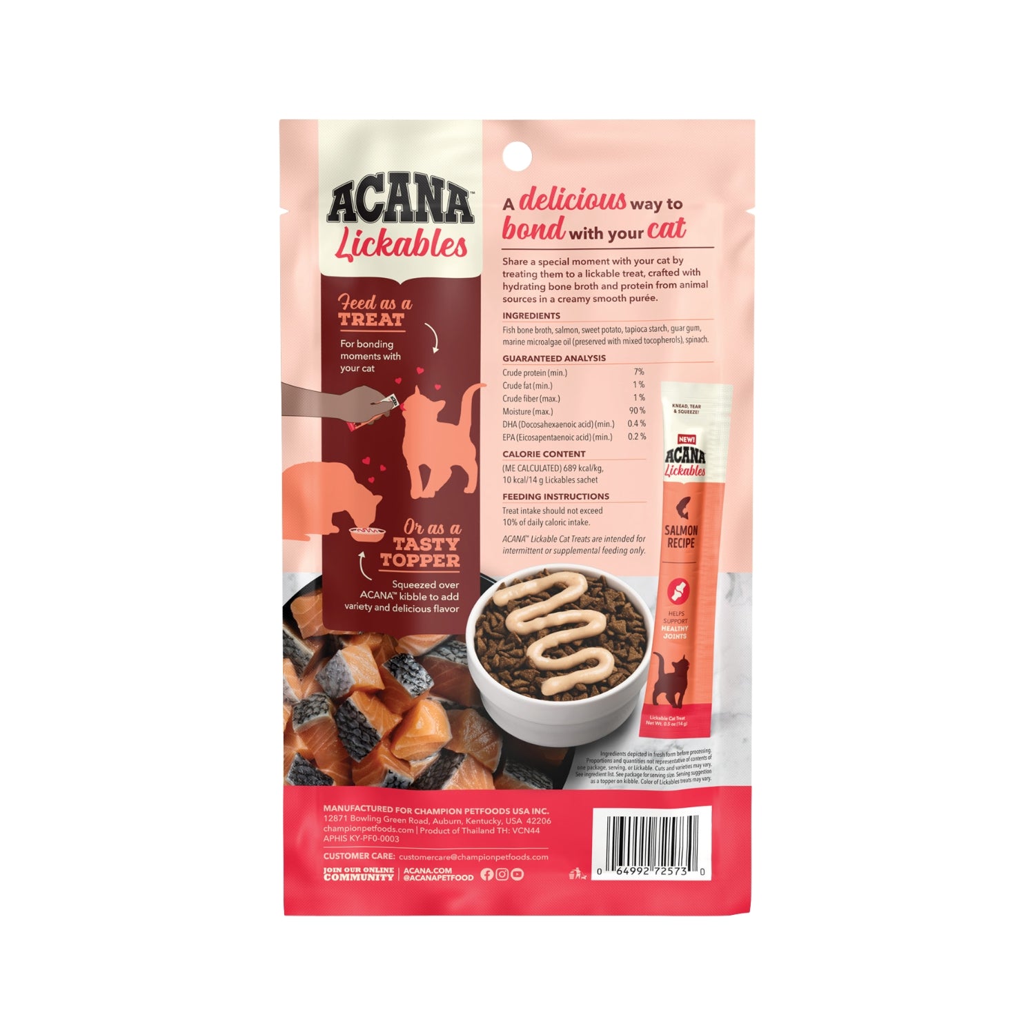 Acana Lickables Salmon Recipe Puree Cat Treats