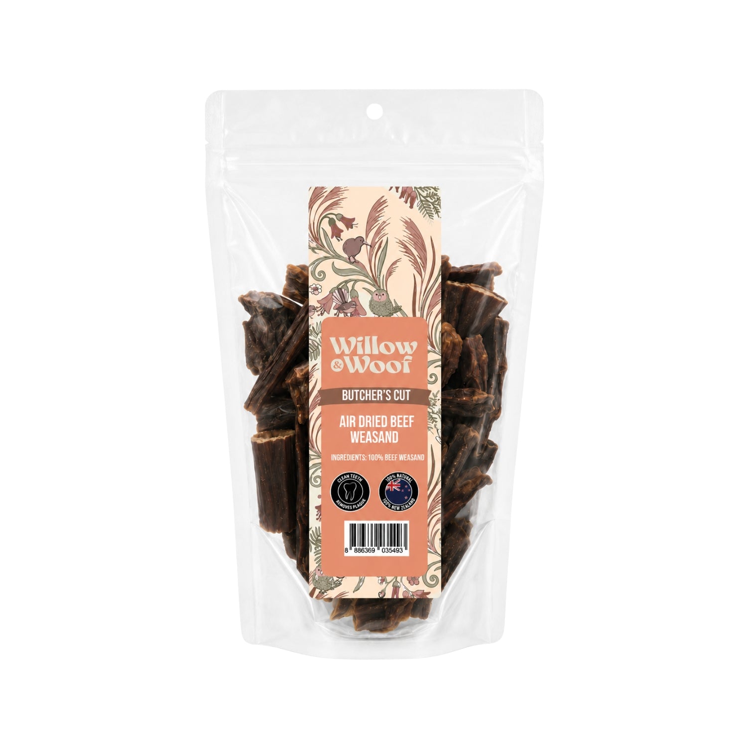 Willow & Woof Butcher's Cut Air-Dried Beef Weasand Pieces Dog Treats