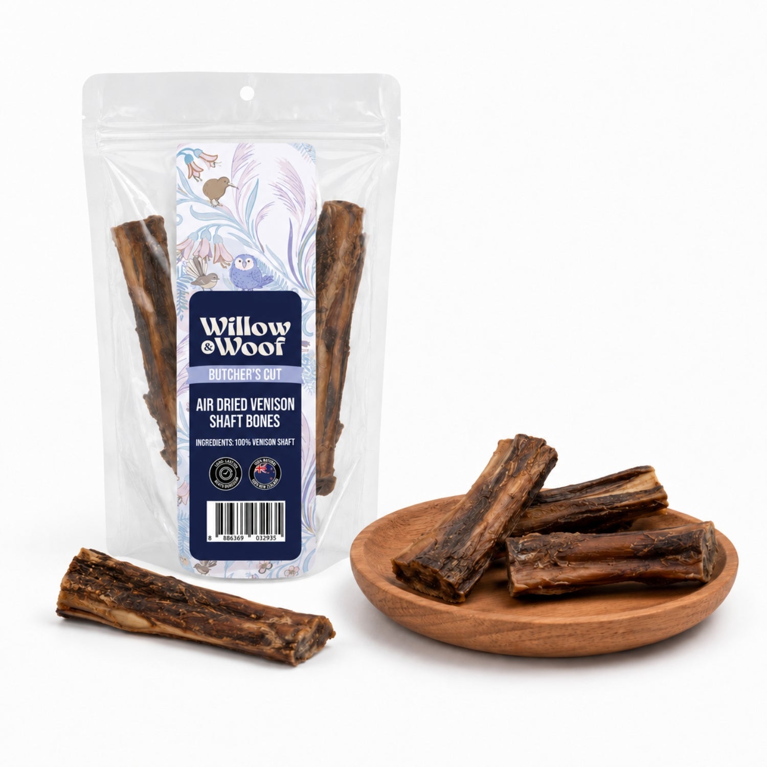 Willow & Woof Butcher's Cut Air-Dried Venison Shaft Bone Dog Treats