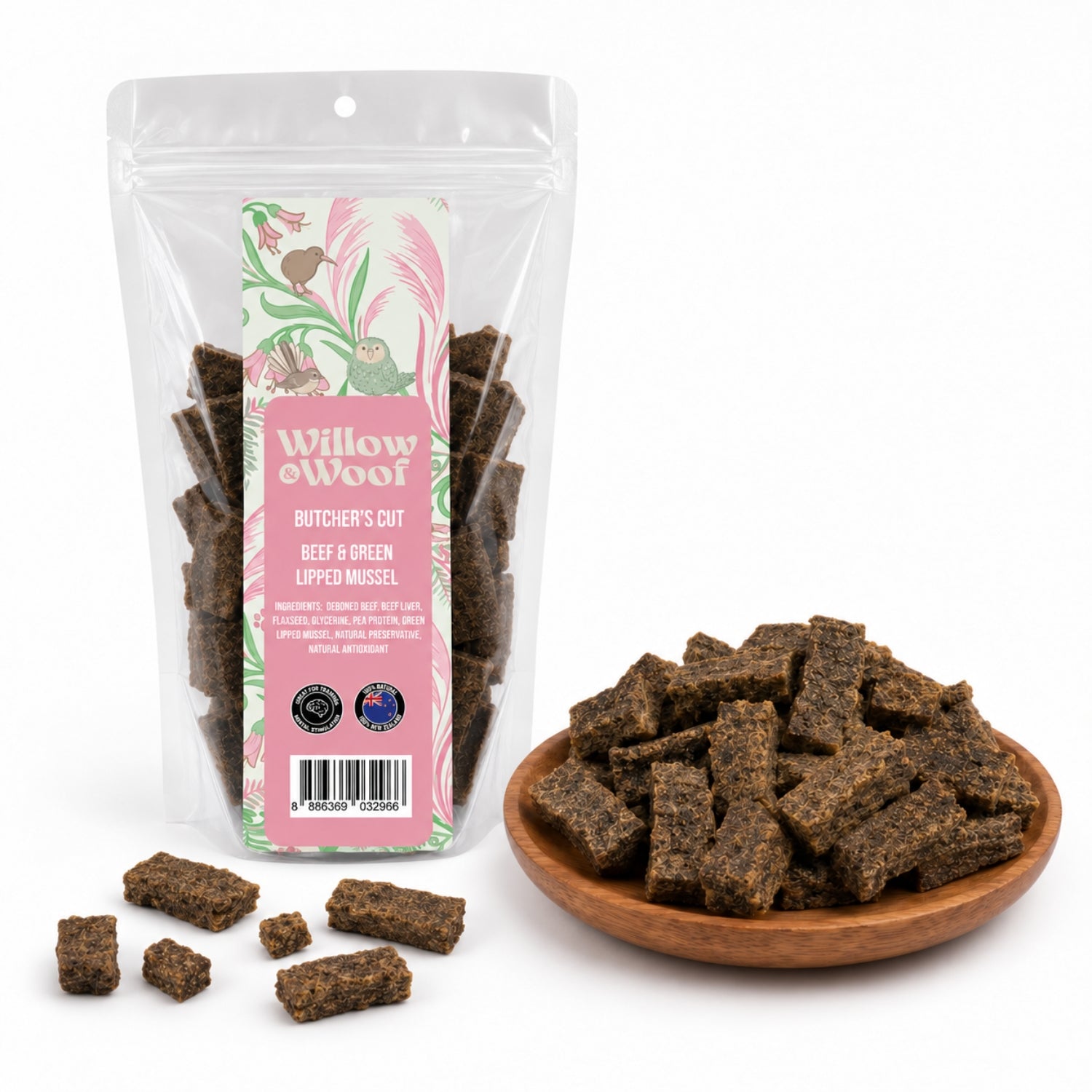 Willow & Woof Butcher's Cut Air-Dried Beef & Green Lipped Mussels Dog Treats