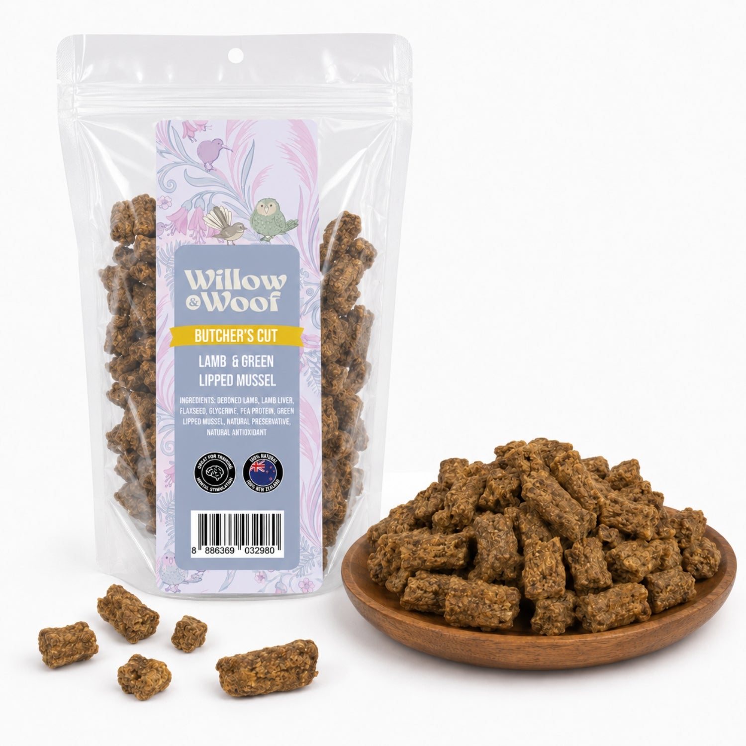 Willow & Woof Butcher's Cut Air-Dried Lamb & Green Lipped Mussels Dog Treats