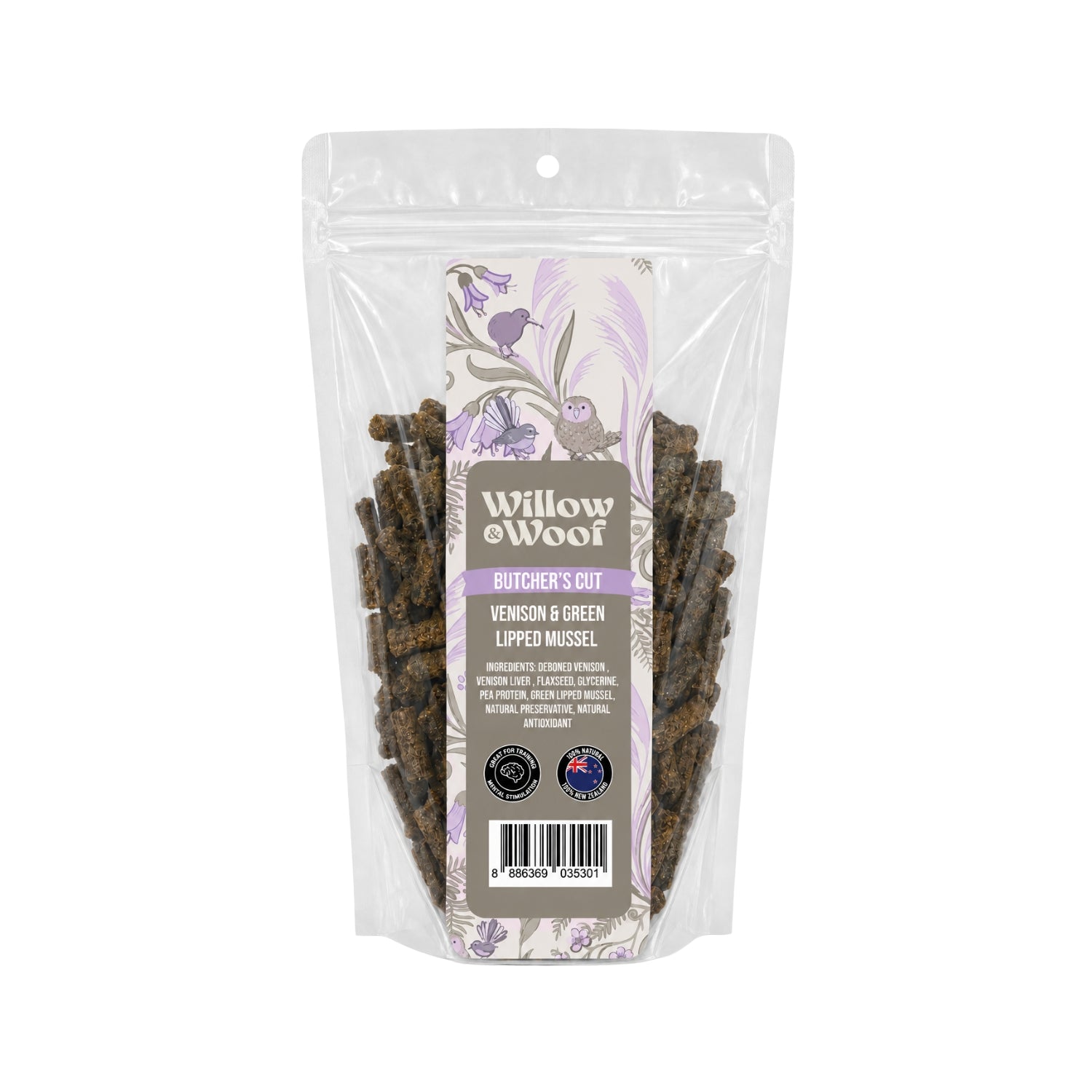 Willow & Woof Butcher's Cut Air-Dried Venison & Green Lipped Mussels Dog Treats