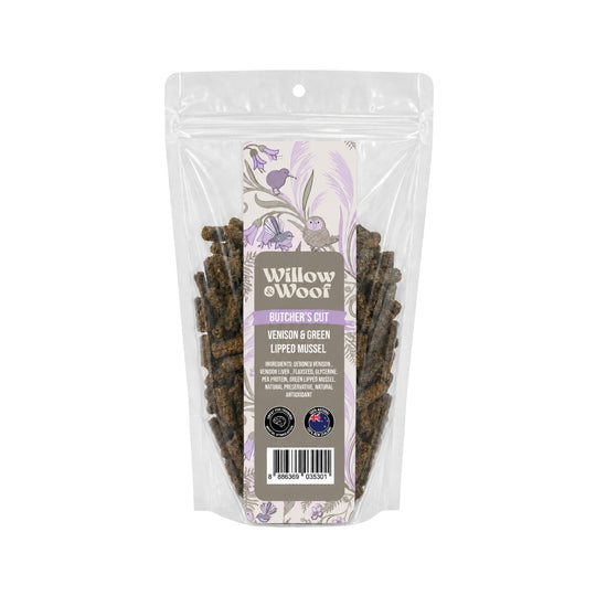 Willow & Woof Butcher's Cut Air-Dried Venison & Green Lipped Mussels Dog Treats