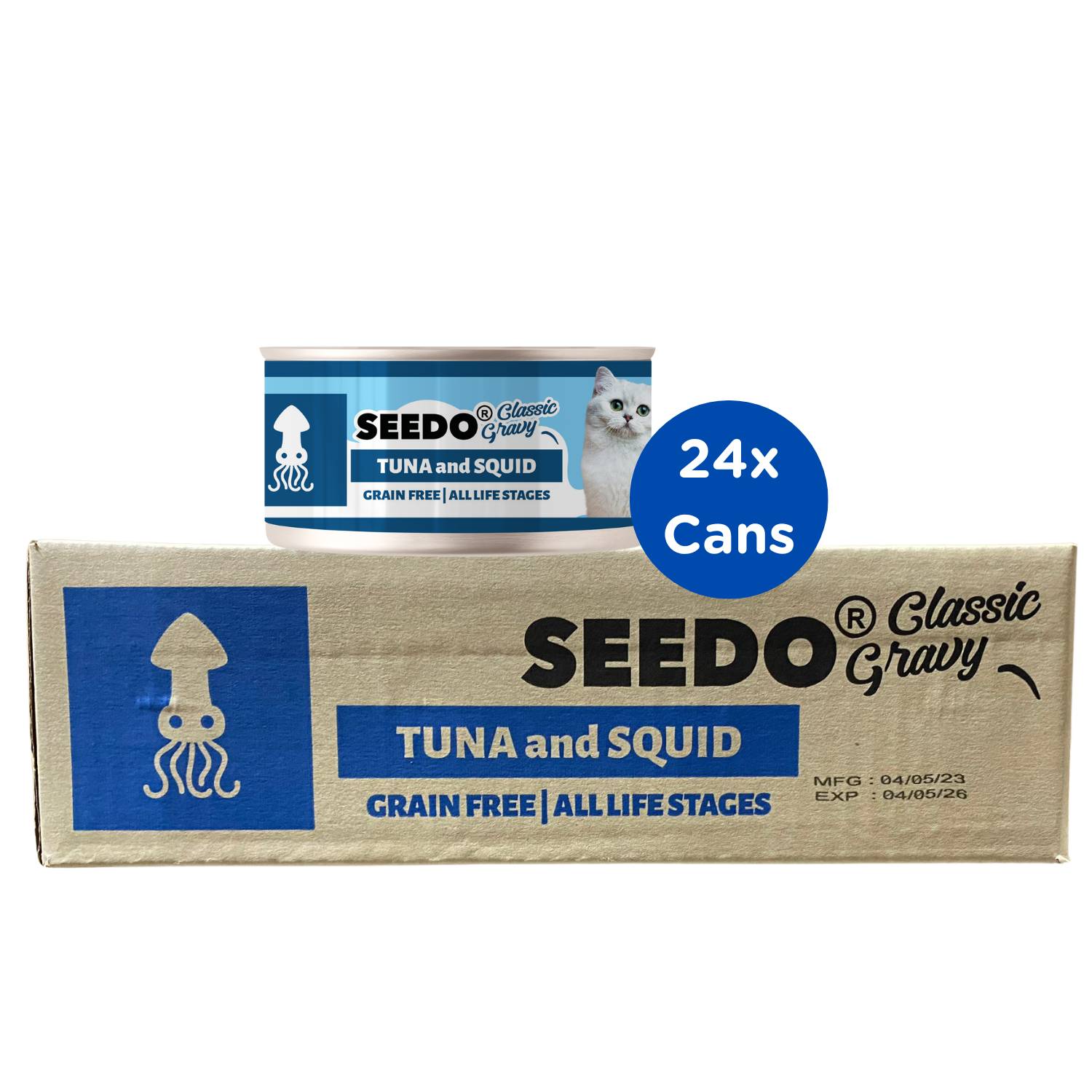 Seedo Classic Gravy Tuna & Squid in Gravy Wet Cat canned food