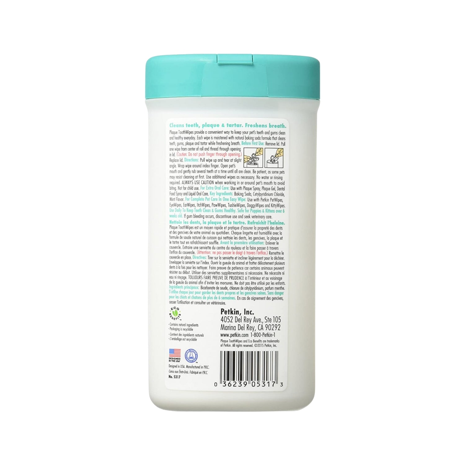 Petkin Tooth Wipes For Cats & Dogs